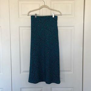 Green Cheetah Print Midi Skirt